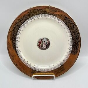 Edgewood 22k Gold Encrusted Decorative Plate Goddess and Cupid Vintage 10.25in